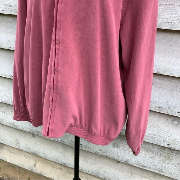 Vintage 80s Dusty Rose Floral Embroidered Long Sleeve Zip Up Front Casual Jacket - Picture 10 of 16